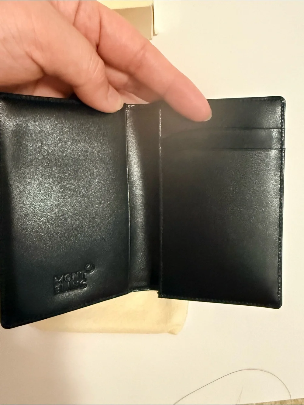 Mont Blanc Black Leather Travel Wallet with Signature Star Emblem